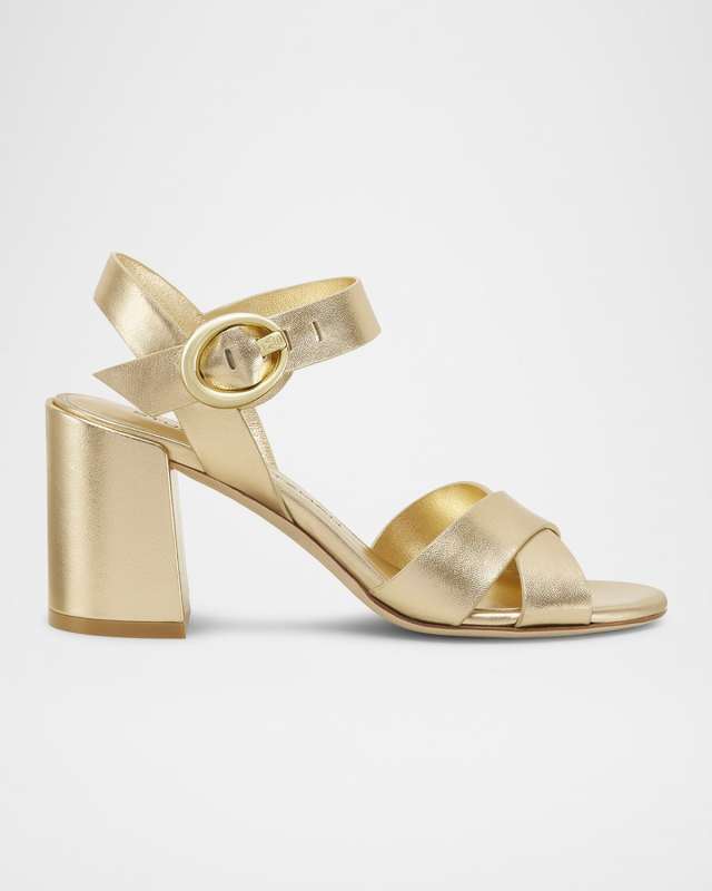 Benni Metallic Block-Heel Sandals